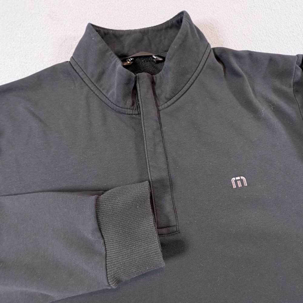 Travis Mathew Quarter Zip Pullover Mens Large Black Mock Neck Long Sleeve
